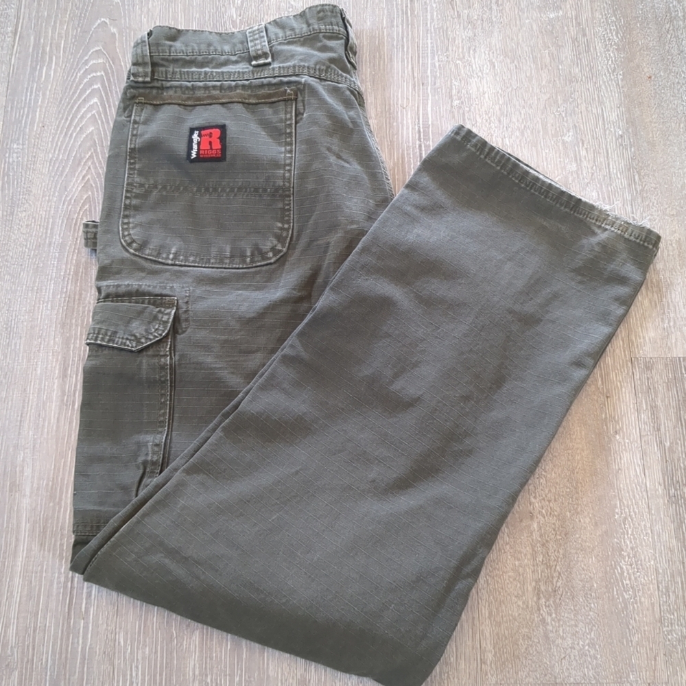 Wrangler Riggs Utility Pants Mens 36x32 Cargo Carpenter Grey Workwear